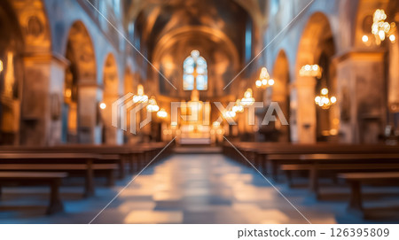 blurred background of rich church interior 126395809