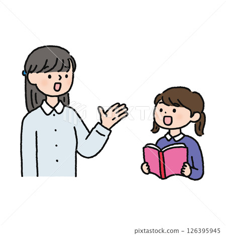 一個女孩向她的老師提問 126395945