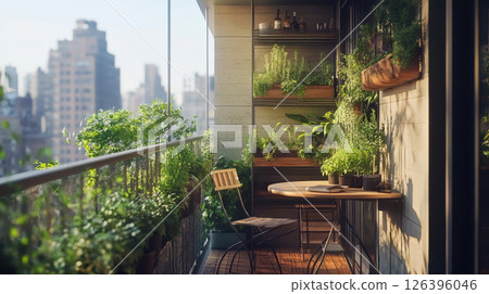 Biophilic Indoor Space with Lush Vertical Garden 126396046