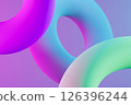 3d rendering of neon donuts. Neon background. 126396244