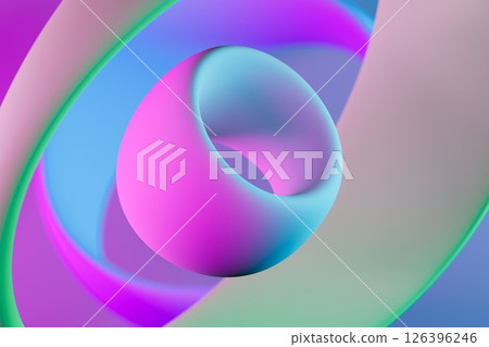 3d rendering of neon donuts. Neon background. 3d rendering of neon donuts. Neon background. 126396246