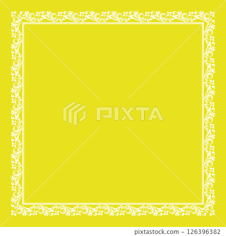 Decorative frame Elegant vector element for design in Eastern style, place for text. Floral yellow and white border. Lace illustration for invitations and greeting cards 126396382