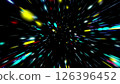 Abstract tunnel of a multicolor spectrum background. Bright rays of neon light and colorful glowing lines moving speed through the dark. 126396452