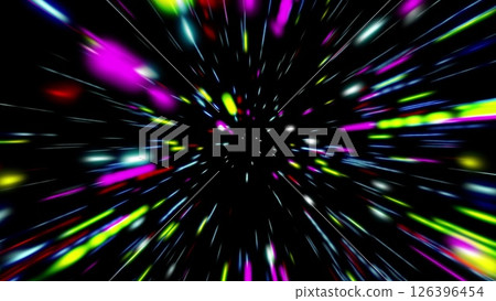 Abstract tunnel of a multicolor spectrum background. Bright rays of neon light and colorful glowing lines moving speed through the dark. Abstract tunnel of a multicolor spectrum background. Bright rays of neon light and colorful glowing lines moving speed through the dark. 126396454