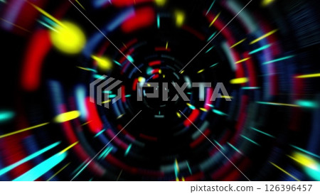 Abstract tunnel of a multicolor spectrum background. Bright rays of neon light and colorful glowing lines moving speed through the dark. Abstract tunnel of a multicolor spectrum background. Bright rays of neon light and colorful glowing lines moving speed through the dark. 126396457