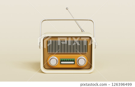 Retro Portable Radio Icon. 3D Rendering. 126396499