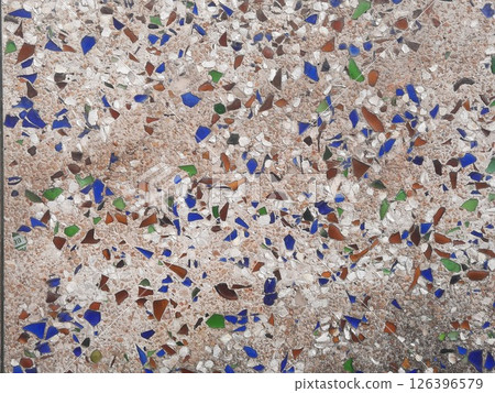 Colourful vintage mosaic tile pattern with patches. perfect for backgrounds or textures. horizontal shot 126396579