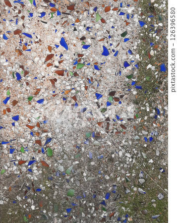 Colourful vintage mosaic tile pattern with patches. perfect for backgrounds or textures. vertical shot 126396580