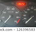 Miles speedometer of modern car close up shot 126396583