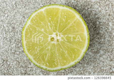 Cut Lime Fruit Showing Pulp and Texture 126396645