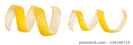 Lemon peel isolated on white background without a shadow. Healthy food 126396710