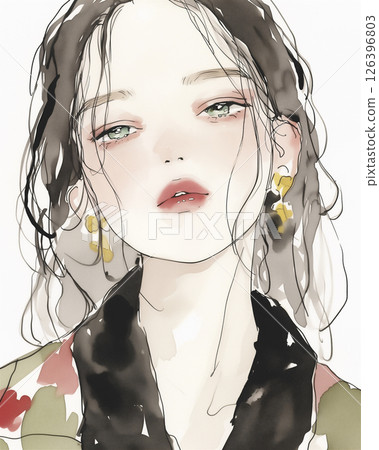 Rough sketch of a young woman 126396803