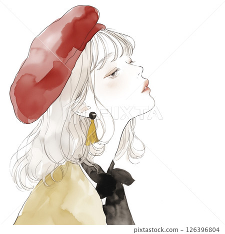 Rough sketch of a young woman 126396804