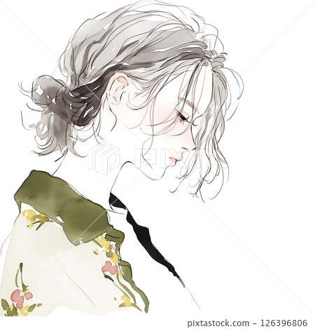 一位年輕女子的草圖 126396806