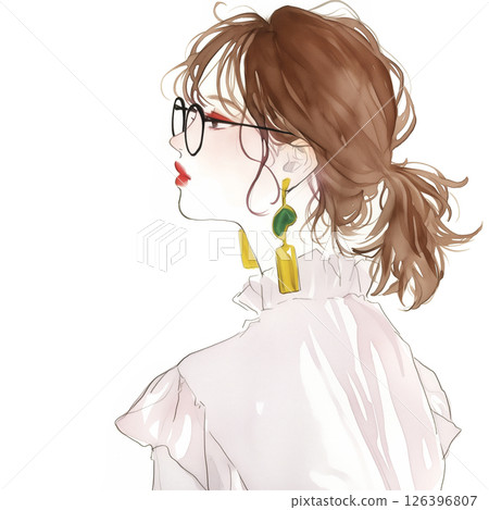 一位年輕女子的草圖 126396807