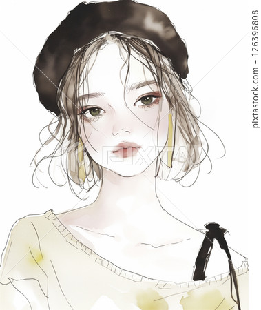 一位年輕女子的草圖 126396808