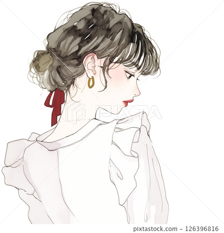 一位年輕女子的草圖 126396816