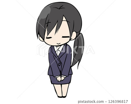 一位穿著西裝的女人鞠躬 126396817