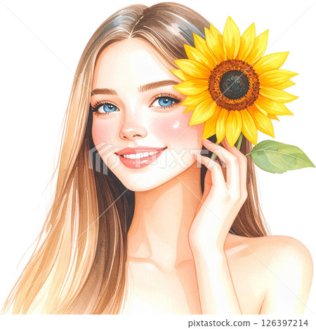 Sunflower Clipart Watercolor Joyful Natural Beauty 126397214