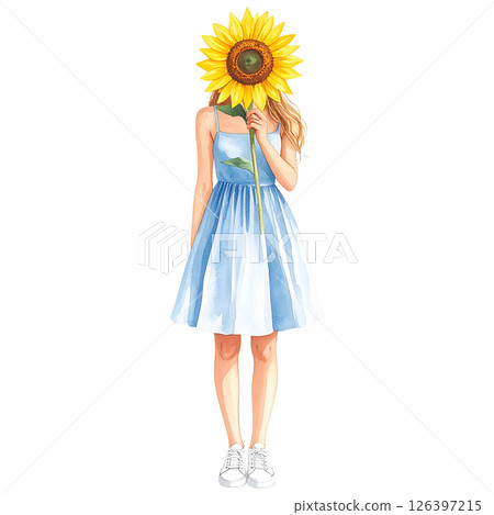 Sunflower Clipart Watercolor Joyful Natural Beauty 126397215