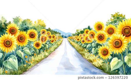 Sunflower Clipart Watercolor Joyful Natural Beauty 126397220