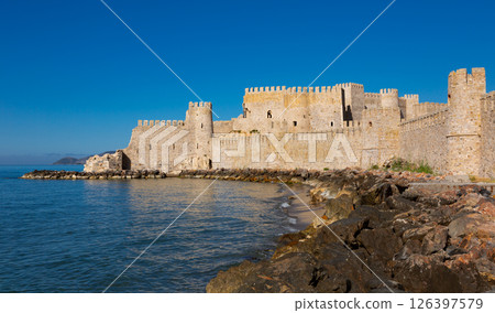 Tower and walls of Mamure kalesi, Mersin Province, Turkey 126397579