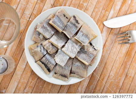 Fillet of appetizing herring 126397772