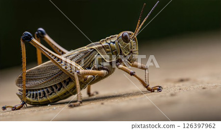 Grasshopper on a twig. 126397962