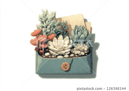 Pastel Succulents in a Teal Envelope 126398144