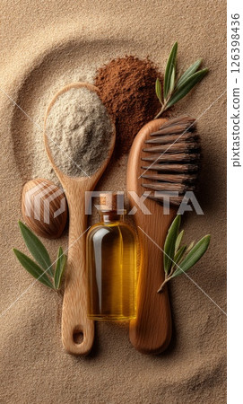 Natural Body Scrub Ingredients on Sand 126398436