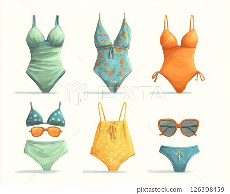 Pixel Art Swimsuit and Sunglasses Collection 126398459