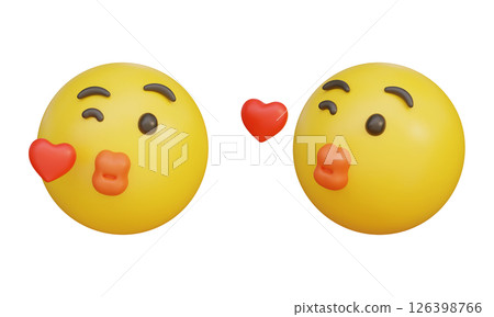 blinking with kissing lips face emoji emoticon 3D Icon 126398766