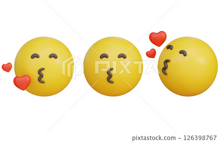smiley with kissing lips face emoji emoticon 3D Icon 126398767