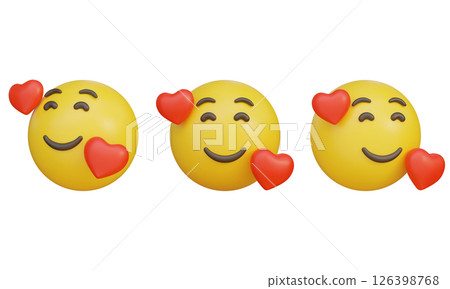 smiley face with heart emoji emoticon 3D Icon 126398768