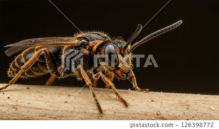 Close-up of a wasp on wood 126398772