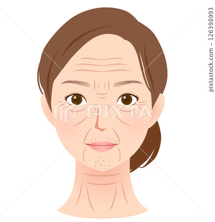 A woman's face with wrinkles, types of wrinkles, beauty A woman's face with wrinkles, types of wrinkles, beauty 126398993
