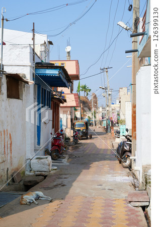A peaceful street scene in Badami, Karnataka, India 126399130