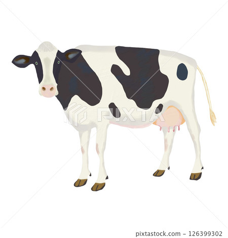 Illustration of a cow drawn with an oil brush Clip art Illustration PNG 126399302
