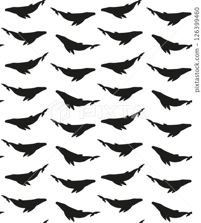 Vector seamless pattern of whale silhouette 126399460