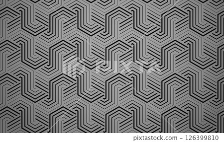 Abstract geometric pattern with stripes, lines. Seamless vector background. Gray and black ornament. Simple lattice graphic design 126399810