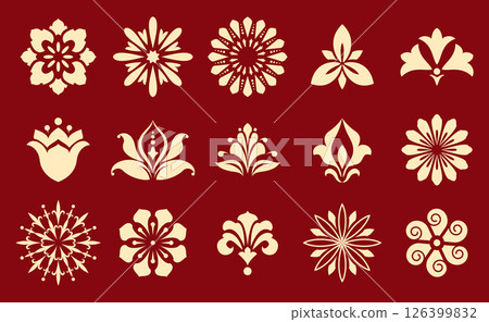 Flower icons set. Isolated elements for design. Vector graphics. Flower icons set. Isolated elements for design. Vector graphics. 126399832