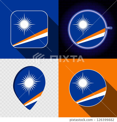 Set of modern icons with the national flag of Marshall Islands. Set of modern icons with the national flag of Marshall Islands. 126399882
