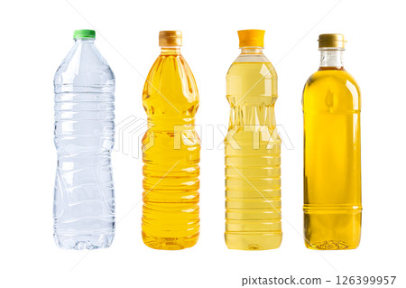 Water and Vegetable oil in different bottle for cooking isolated on white background. Water and Vegetable oil in different bottle for cooking isolated on white background. 126399957