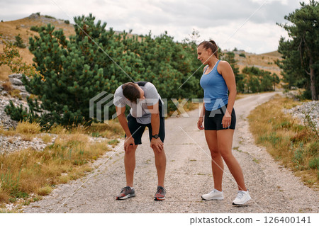 Romantic Couple Resting After Morning Run 126400141