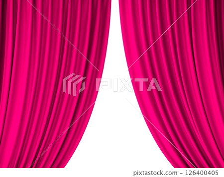 Photo of pink stage curtain isolated on white background. Photo of pink stage curtain isolated on white background. 126400405