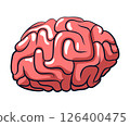 Pink cartoon brain with rounded folds, isolated on white background Pink cartoon brain with rounded folds, isolated on white background 126400475