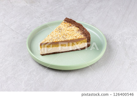 Layered Chocolate Peanut Mousse Cake Slice Whole Cake 126400546