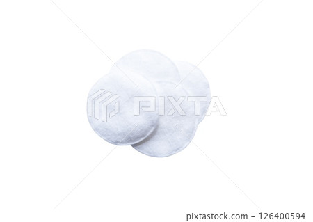 Pile of cotton pads on white background 126400594