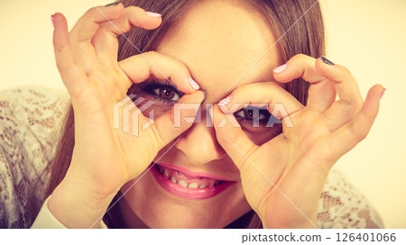 Portrait of happy, positive attractive woman 126401066