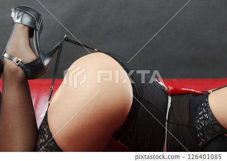 Closeup of woman thigh wearing sexy underwear Closeup of woman thigh wearing sexy underwear 126401085